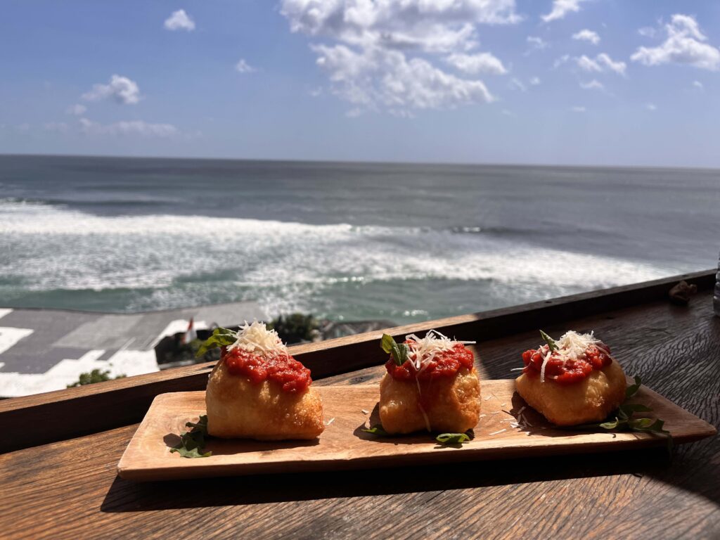 food overlooking Uluwatu beach