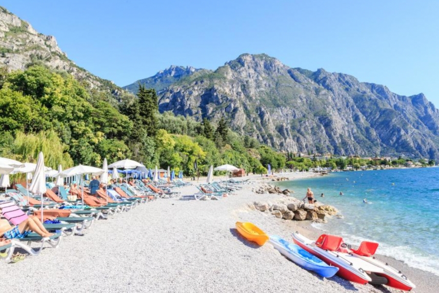 Beach at Hotel Leonardo Da Vinci Limone Lake Garda