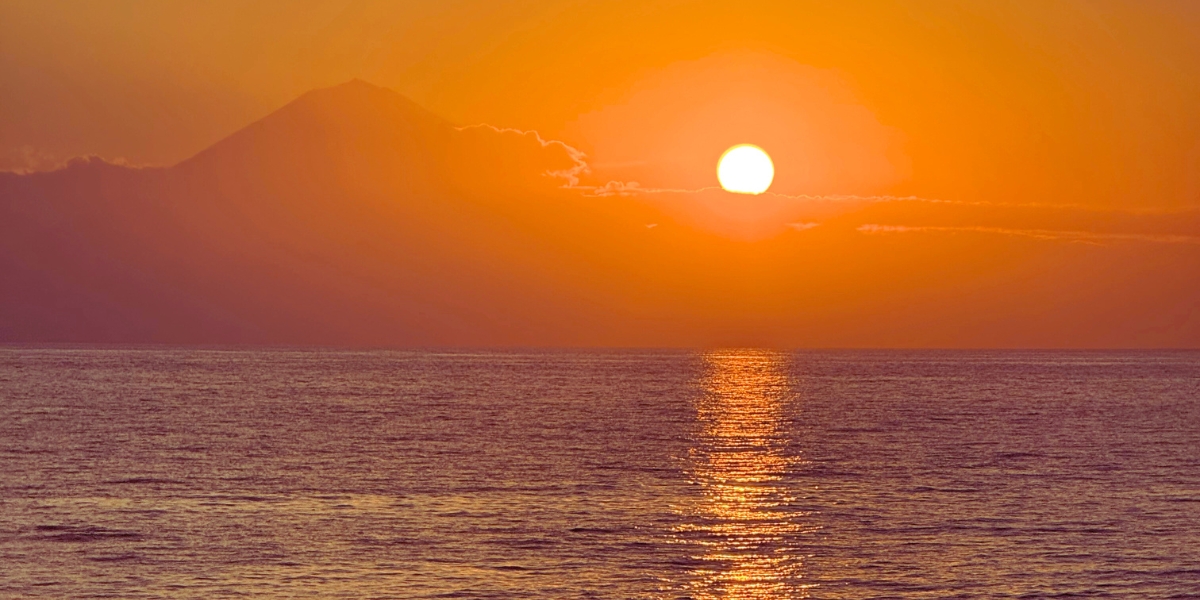 Sunset over Mount Batur from Lombok