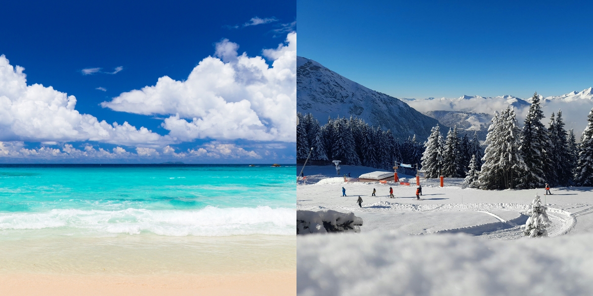 Beach holiday or snowy holiday