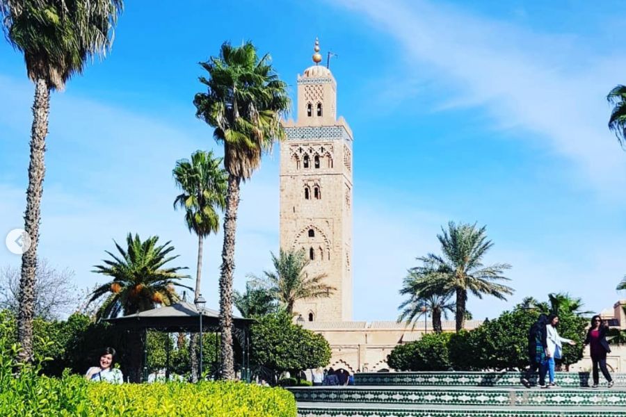 Koutoubia Mosque Marrakech seen from the surrounding gardens