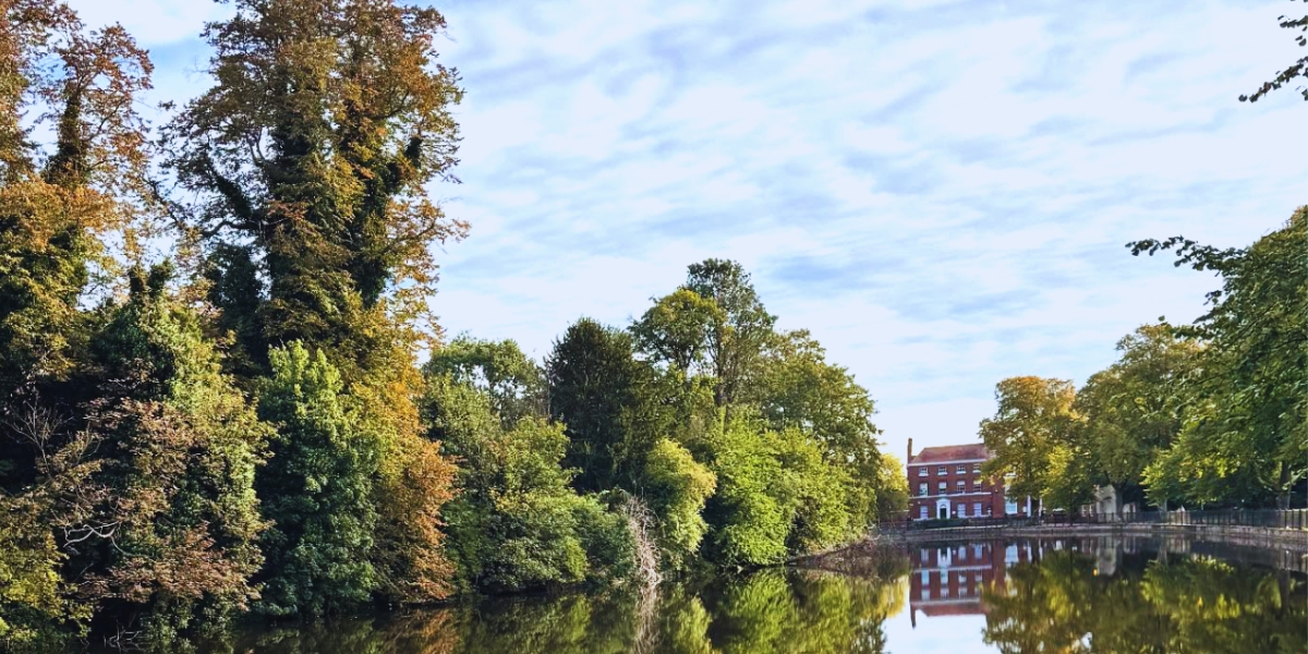 The river in Lichfield with reflections