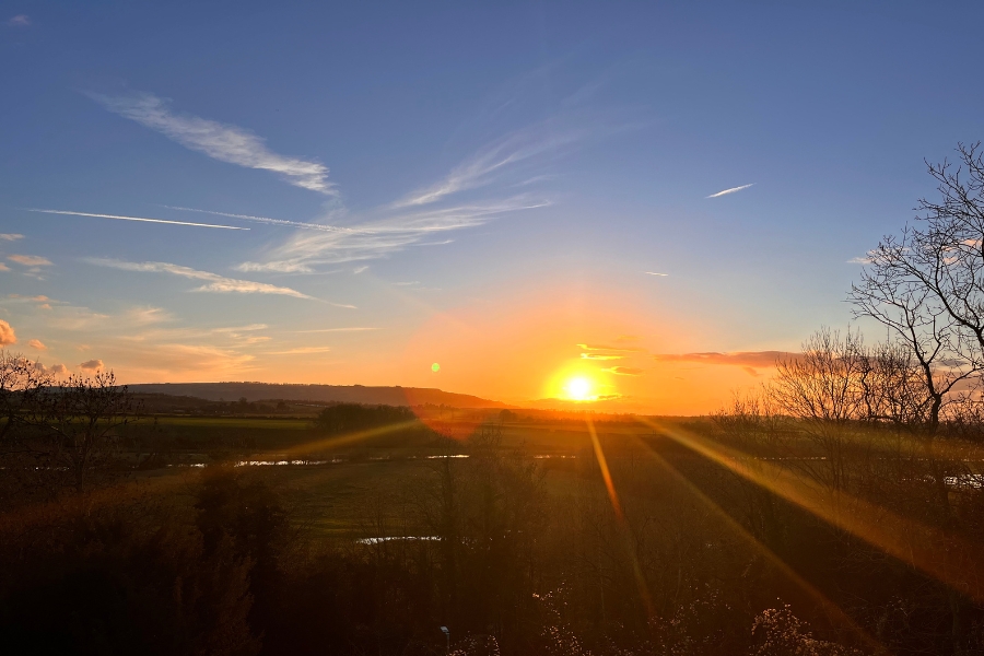 Sunset from the garden at The Wood Norton 