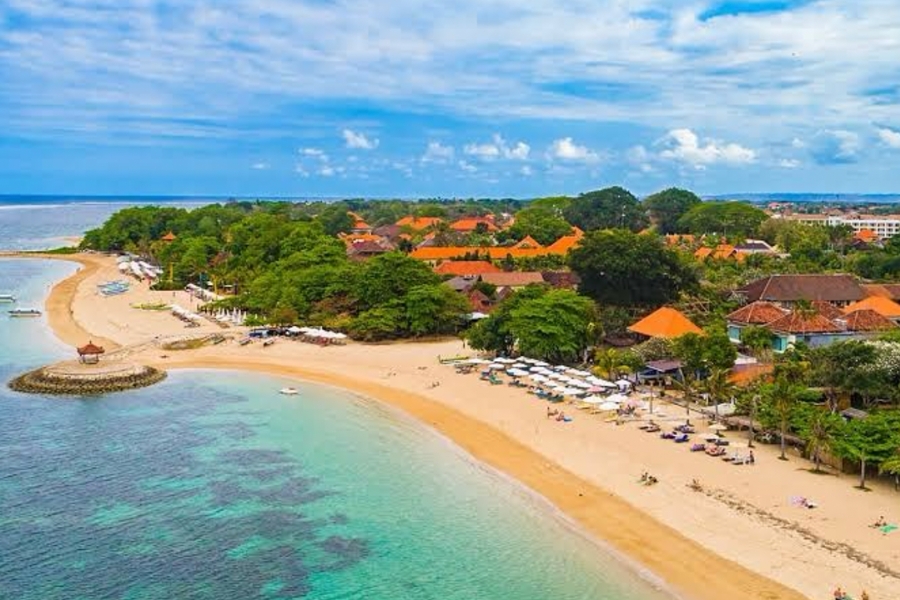 Sanur Beach Front From Above 