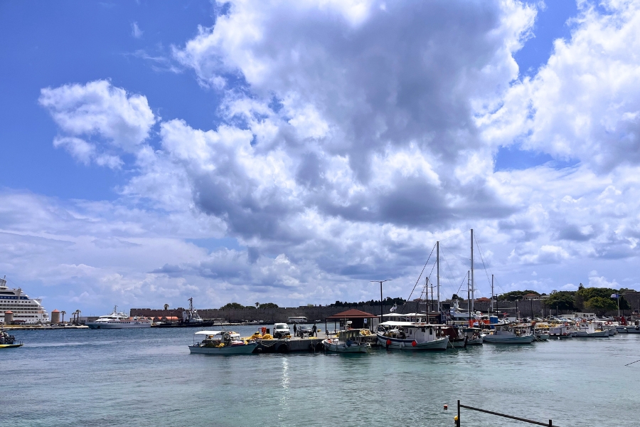 Mandraki Harbour In Rhodes Old Town