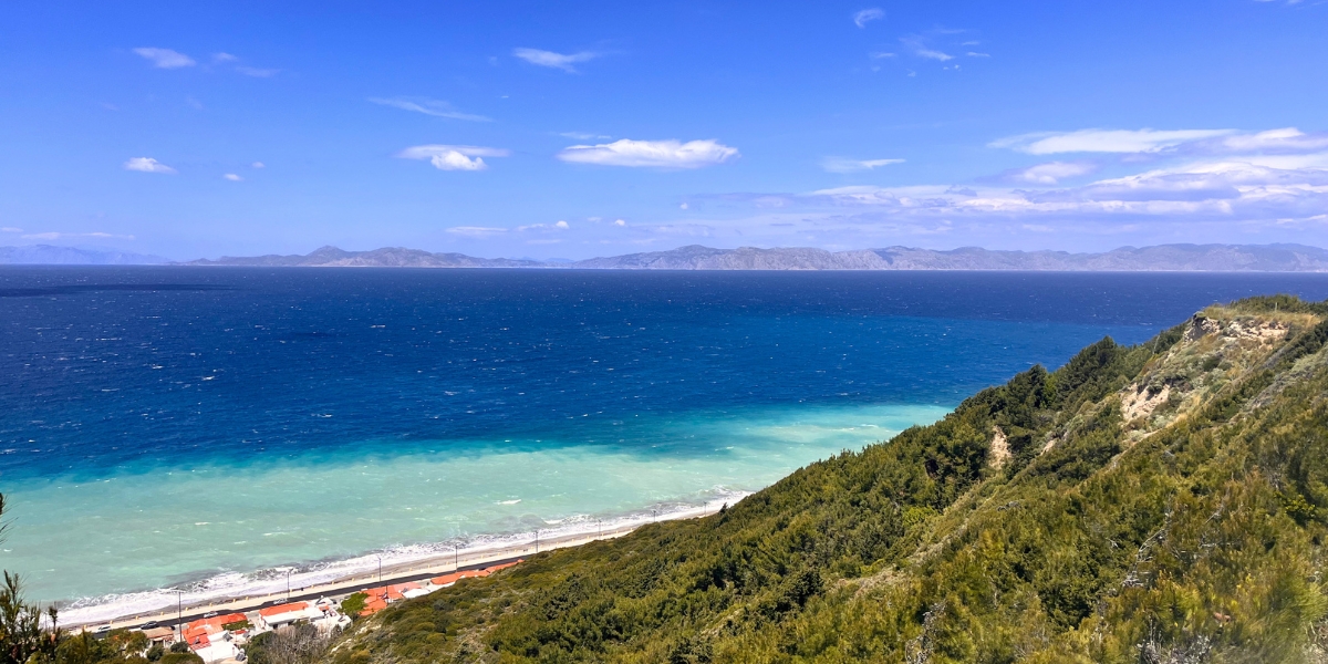 View of the Beautiful Shades Of Blue In The Sea Near Rhodes