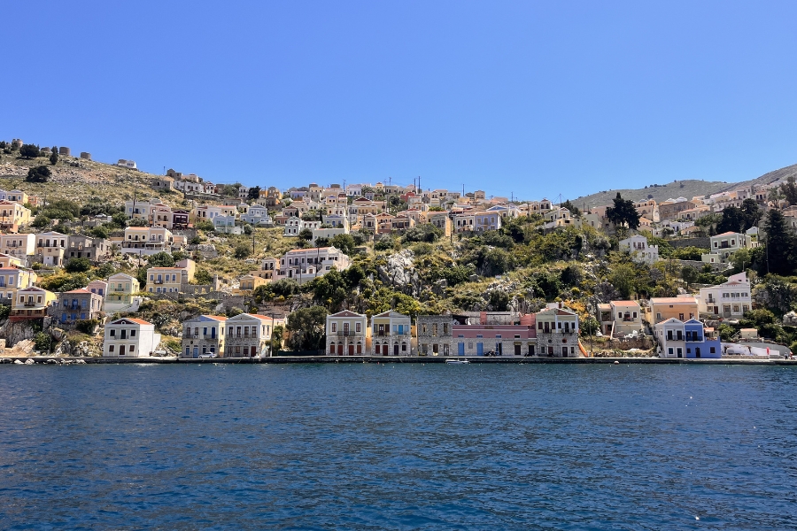 Colourful Houses At Symi Harbour