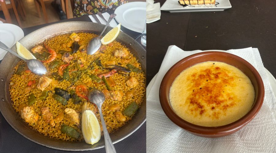 paella and desert at Meson El Refugio