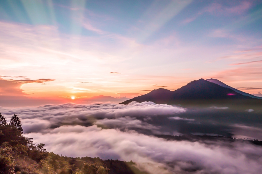 Gorgeous views from Mount Batur at Sunrise, Bali